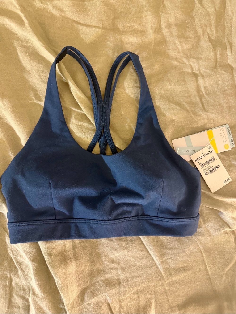 Nordstrom Navy Blue Strappy Sports Bra